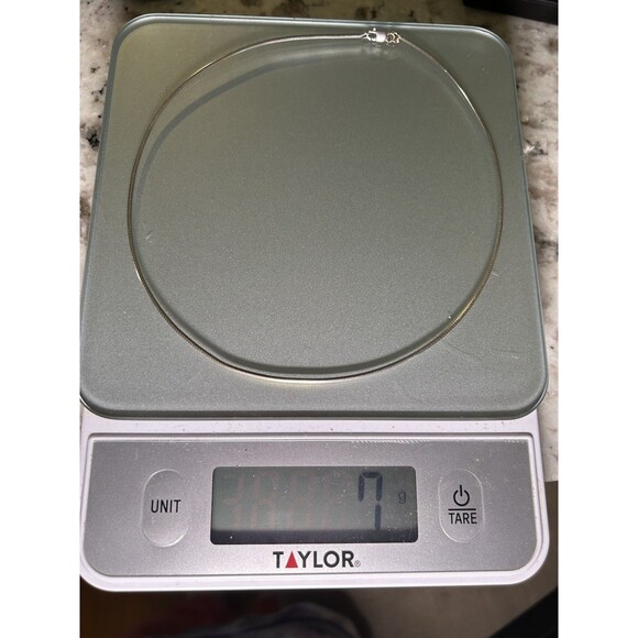 14k White Gold Snake Round Collar Necklace, 16”, Perfect for Pendants - Picture 3 of 3